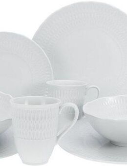CreaTable Kombiservice Geschirr-Set Sofia (8-tlg), 2 Personen, Porzellan, Service, klassisch elegantes Relief, 8 Teile, für 2 Personen