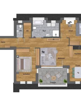 Individuelle 3-Zimmerwohnung im Dachgeschoss mit großer Loggia mit Privatsphäre - Tettnang