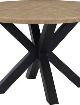 Jockenhöfer Gruppe Esstisch Oakland, rund, 120cm ø, Parkettoptik., Metalluntergestell