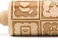 folkroll Teigroller 3D-Motiv-Teigrolle Buchenholz, Love Message