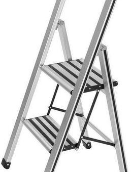 WENKO Trittleiter Modell Alu-Design, Klapptritt Leiter, rutschsichere XXL-Stufen, klappbar, bis 150 kg