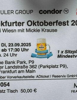 2 Karten Oktoberfest Frankfurt Mickie Krause 23.9. - Bad Homburg (Höhe)