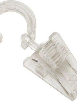 GARDINIA Gardinenhaken Haken mit Klammer für Ø 10 mm, (6-St), Serie Gardinenstangen-Set Lugano Classic Ø 28 mm