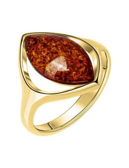 Vivance Fingerring 925/- Sterling Silber vergoldet mit Bernstein