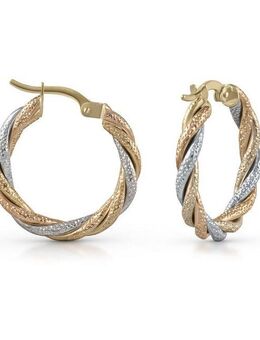 Fascination by Ellen K. Paar Creolen Gold 585 dreifarbig 21mm Durchmesser