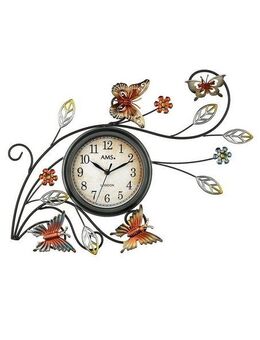 AMS Wanduhr 9446 (Quarz,Metall,antike Zeiger,Wohnzimmer,Esszimmer,Arbeitszimmer,Flur)