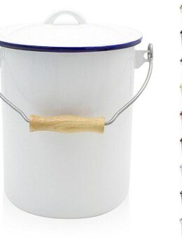 Krüger Mülleimer Emaille Mülleimer mit Deckel Serie Rio, schnitt- / kratzfeste Oberfläche, bakterienabweisend, extrem langlebig