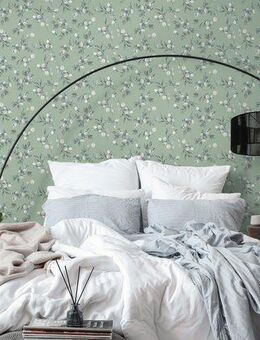 A.S. Création Vliestapete Pure Elegance Blumen-Tapete Mustertapete Blümchen Blattmuster, glatt, leicht glänzend, (1 St), Vliestapete floral für Schlafzimmer Küche Wohnzimmer Blumen Design