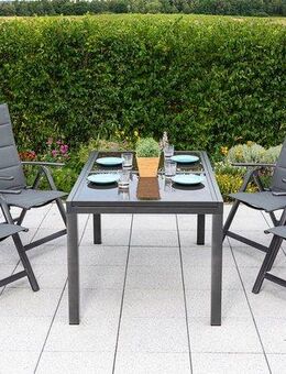 MERXX Garten-Essgruppe Taviano, (Set, 5-tlg), 4 Klappsessel, 5-fach verstellbar, Ausziehtisch