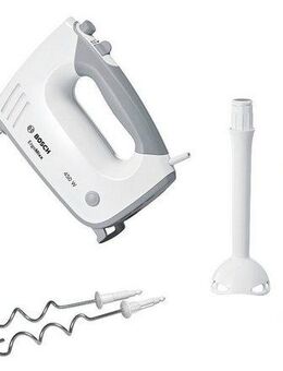 BOSCH Handmixer ErgoMixx MFQ36440, Edelst. Rührbesen/Knethaken, 5 Stufen, Mixfuß, weiß, 450 W, Mixbecher, ergonom. Soft-Touch-Griff, Made in Europe