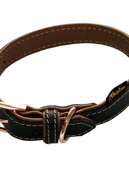 Heim Halsband gefüttert Rosé, schwarz/braun - Größe 35: 24 - 31 cm Halsumfang, 20 mm breit
