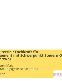 Sachbearbeiter/in / Fachkraft für Büromanagement mit Schwerpunkt Steuern Office Manager (m/w/d) - Saarbrücken