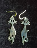 Schmuck: Silberne Katzen-Ohrringe mit 925 Silberhaken in 90419