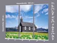 Bestatterbedarf: Roll-Up Display 3er-Set "Holzkirche auf Island" zur Dekoration bei Trauerfeiern, Hallenzubehör, Beerdigung - Wilhelmshaven Zentrum