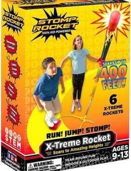 Stomp Rocket Spiel X-Treme, 6 Rockets, Luftdruckraketen-Outdoorspiel