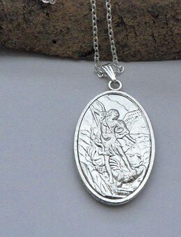 ☝️☝️☝️Halskette, Edelstahl Silber + Erzengel Michael, Schutz, NEU⭐⭐⭐⭐⭐ - Gersthofen