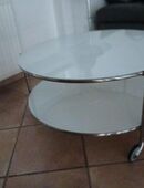 Couchtisch auf Rollen, Milchglas, rund in 77797