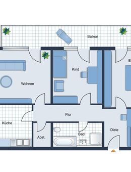 Gut vermietet und provisionsfrei: 3 Zi. Wohnung - 90 qm - Balkon und TG Stutensee-Blankenloch - Stutensee