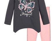 KIDSWORLD Langarmshirt & Leggings 2tlg. Set Shirt + Leggings mit Glitzerdetails (Set, 2-tlg., 2) niedlicher Schmetterling für kleine Mädchen