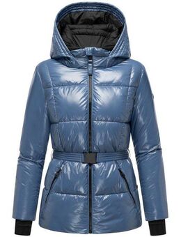 Navahoo Steppjacke Eisglanz 14 Glänzende Damen Winterjacke mit Taillengürtel