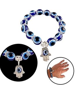 Blaue Perlenoptik Armband mit Nazar Boncuk und Hand Motiv Armschmuck 7,90€* - Villingen-Schwenningen