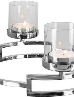 Fink Kerzenleuchter HOMMAGE, Weihnachtsdeko (1 St), silberfarben - aus Edelstahl und Glas, 4-flammig, Adventsleuchter