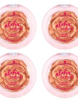 Essence Highlighter aloha, babes! flower highlighter, 4-tlg., Strahlender Glow mit Roségold-Highlighter für jeden Look.