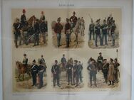 Alte Lithographie „Artillerie“ (Uniformen, Militär) - Original von 1893 - Nottuln