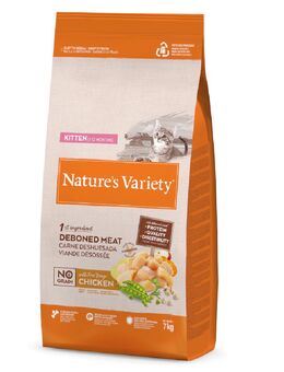 1 kg gratis! 7 kg Nature's Variety - No Grain Kitten Freilandhuhn