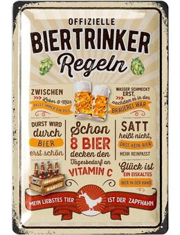 Lustiges Blechschild Biertrinker Regeln - Bier Bar Lanolu 20x30 cm - Hamburg