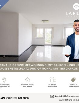 Sofort einzugsbereit! Stadtnahe Dreizimmerwohnung mit großem Balkon und zwei Stellplätzen - Bad Säckingen