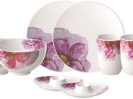 Villeroy & Boch Frühstücks-Geschirrset Rose Garden (8-tlg), 2 Personen, Fine China-Porzellan, Made in Germany, Fine China Porzellan