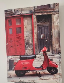 Classiker rote Vespa Leinendruck auf Rahmen gespannt TOP 70 x 50 cm - Wedel