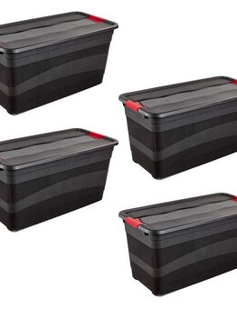 keeeper Transportbehälter eckhart, 4er Set Transporbox, 83 L, 79,5 x 39,5 x 40 cm, (Set, 4-St), seitl. Clips, Griffe am Boden, stoßfeste Seitenwände, robuster Deckel