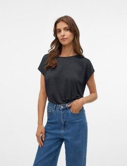 Vero Moda Rundhalsshirt VMLAVA PLAIN SS TOP LUREX STRIPE Viskosemischung, loose fit