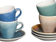 CreaTable Espressotasse Caldera Mix, Espresso-Set, 8-tlg., Steinzeug, Reaktivglasur