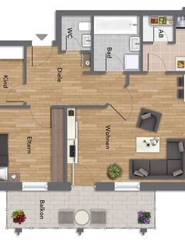 Attraktive 3-Zimmer-Wohnung mit zwei Balkonen in ruhiger Siedlungslage von Hengersberg - Hengersberg