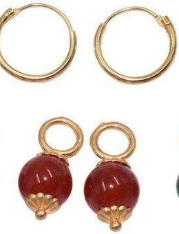 Firetti Paar Creolen Multipack Schmuck Geschenk Gold 585 Ohrschmuck Ohrringe (Set, 8-tlg), Made in Germany - mit Achat - Einhänger abnehmbar