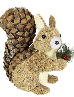 I.GE.A. Dekofigur Eichhörnchen (1 St), Aus Bast Tierfigur Statue Herbstdeko Winterdeko Weihnachtsdeko