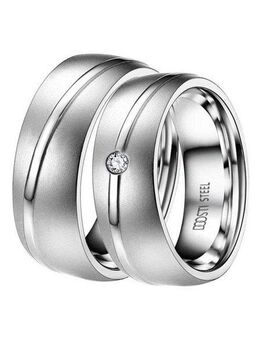 DOOSTI Trauring Schmuck Geschenk Edelstahl Trauring Ehering Partnerring LIEBE, Made in Germany - wahlweise mit oder ohne Zirkonia