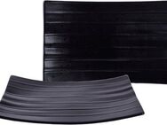 CreaTable Servierplatte Banana Leaf, Steinzeug, (Set, 2-tlg), Servier Set, Topaktueller „Streat Food“ Trend