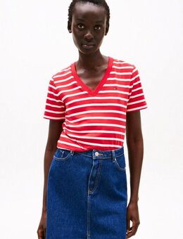 Tommy Hilfiger T-Shirt SLIM CODY V-NK SS mit V-Ausschnitt und Streifen gestreift, casual, slim fit, Baumwolle, V-Ausschnitt