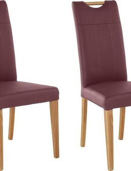 Home affaire Esszimmerstuhl Roberta (Set, 2 St), mit Bezug aus Echtleder und Gestell aus Eiche Massivholz