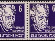 DDR: MiNr. 328 v b X I, 00.00.1953, "Persönlichkeiten aus Politik, Kunst und Wissenschaft: Gerhart Hauptmann", waagerechtes Paar, geprüft, postfrisch - Brandenburg (Havel)