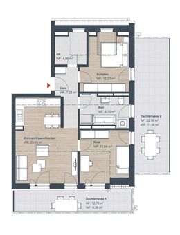 Niemanden über sich! Gemütliche DG-Wohnung mit Dachterrasse für Genießer, Nähe Pegnitzgrund - Röthenbach (Pegnitz)