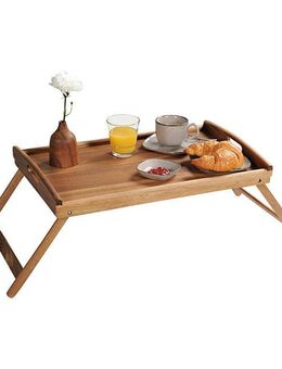 KESPER® Tablett Servier- & Betttablett, Akazie, FSC, Akazienholz, (1-tlg), mit 2 Füßen zum Herunterklappen