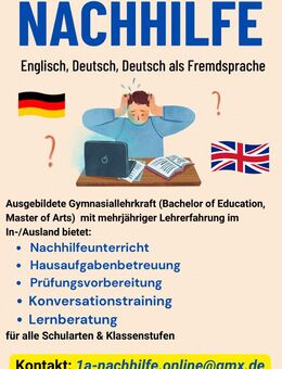 Nachhilfeunterricht - Deutsch, Deutsch als Fremdsprache, Englisch & Lerberatung - Stuttgart