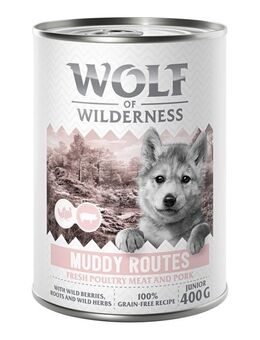 Wolf of Wilderness Junior - mit viel frischem Geflügel 6 x 400 g - Muddy Routes - Geflügel mit Schwein