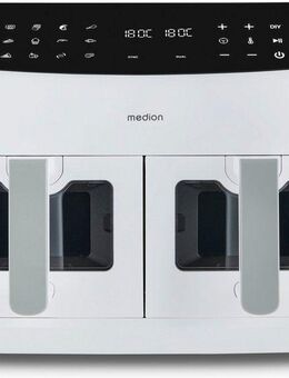 Medion® Heißluftfritteuse MD 11760 P20XXL Twin, 2400 W, Temperatur 50 - 200 °C, ILAG Beschichtung, Sync-Finish