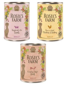 Sparpaket Rosie's Farm Adult 24 x 400 g - Mix 1 (Huhn & Truthahn, Rind, Lamm)